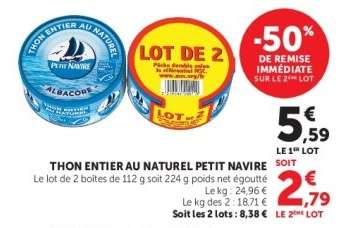 Thon entier au naturel 'Petit Navire'