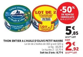 THON ENTIER A L'HUILE D'OLIVE PETIT NAVIRE