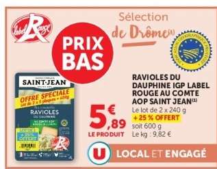 Ravioles du Dauphiné IGP Label Rouge au Comté AOP Saint Jean