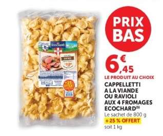 CAPPELLETTI A LA VIANDE OU RAVIOLI AUX 4 FROMAGES ECOCHARD