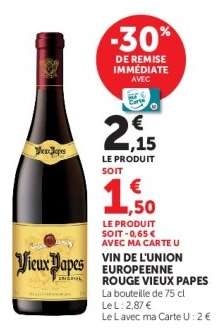 VIN DE L'UNION EUROPÉENNE ROUGE "VIEUX PAPES"