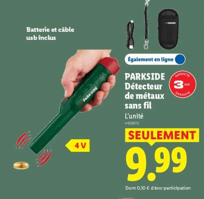 PARKSIDE Détecteur de métaux sans fil