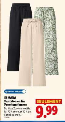 ESMARA Pantalon en lin Premium femme