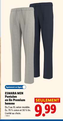 ESMARA MEN Pantalon en lin Premium homme