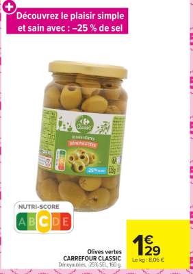 Olives vertes CARREFOUR CLASSIC’