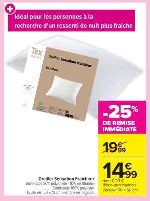 Oreiller Sensation Fraîcheur