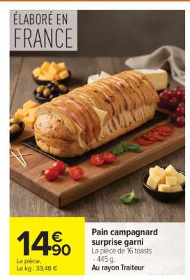 Pain campagnard surprise garni