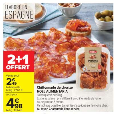 Chiffonnade de chorizo NOEL ALIMENTARIA