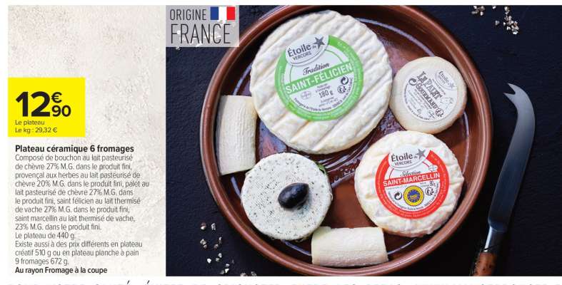 Plateau céramique 6 fromages