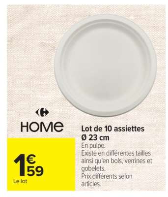 Lot de 10 assiettes Ø 23 cm