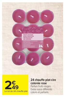 24 chauffe plat cire colorée rose