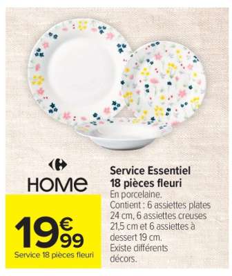 Service Essentiel 18 pièces fleuri
