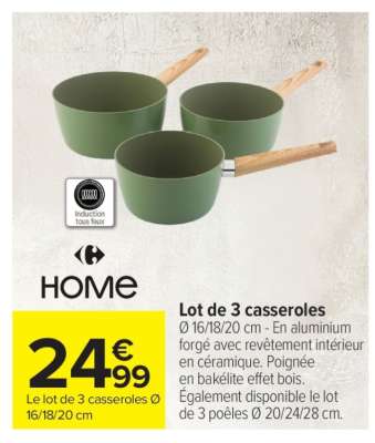 Lot de 3 casseroles