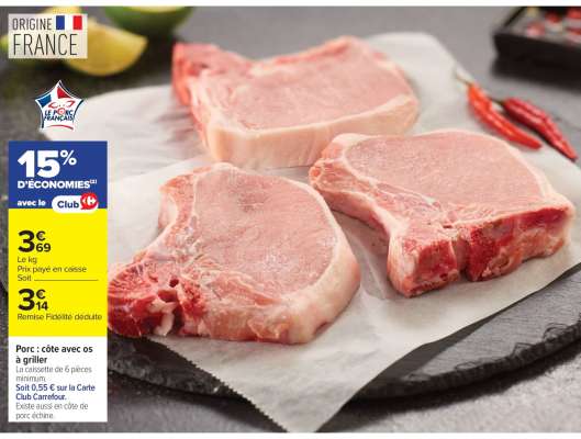 Porc : côte avec os à griller