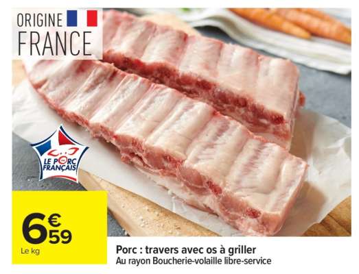 Porc : travers avec os à griller