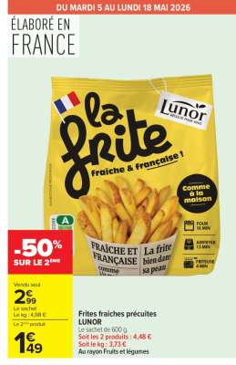 Frites fraîches précuites LUNOR