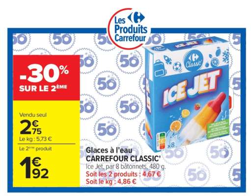 Glaces à l'eau CARREFOUR CLASSIC'