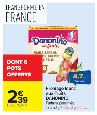 Fromage Blanc aux Fruits DANONINO