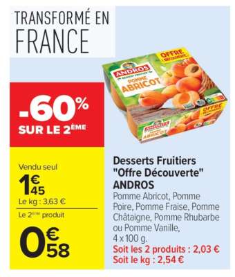 Desserts fruitiers "Offre Découverte" ANDROS