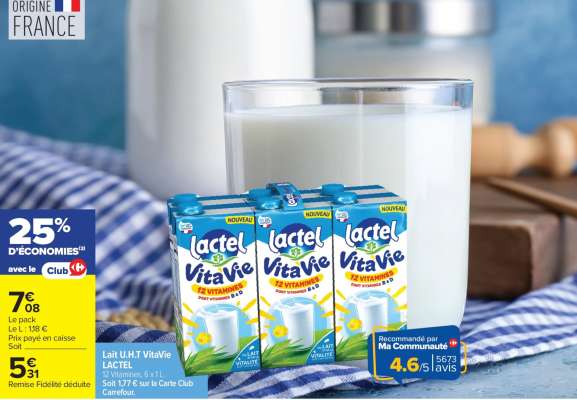 Lait U.H.T VitaVie LACTEL