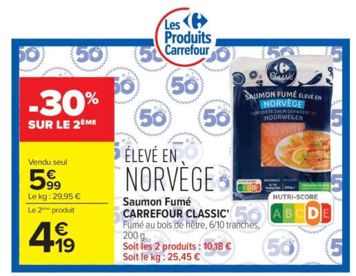 Saumon fumé CARREFOUR CLASSIC'
