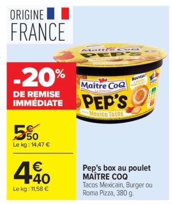 Pep's box au poulet MAÎTRE COQ