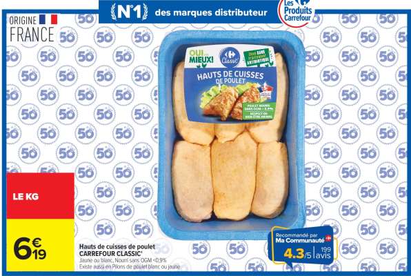 Hauts de cuisses de poulet CARREFOUR CLASSIC'