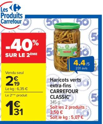 Haricots verts extra-fins CARREFOUR CLASSIC'