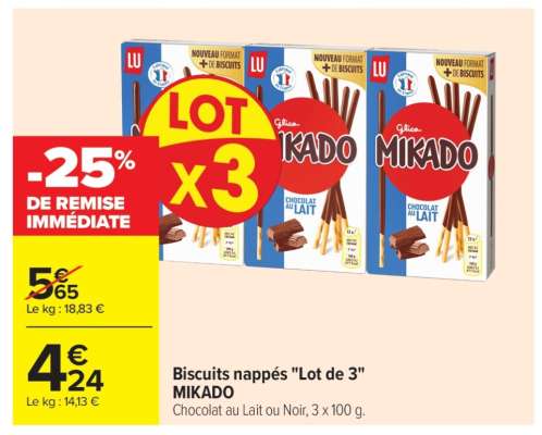 Biscuits nappés «Lot de 3» MIKADO