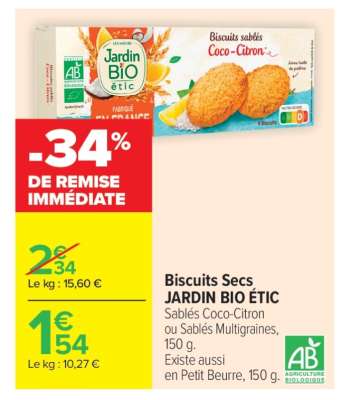 Biscuits Secs JARDIN BIO ÉTIC