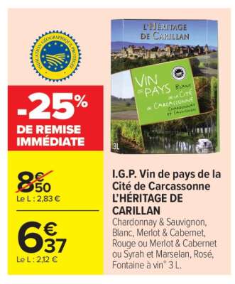 I.G.P. Vin de pays de la Cité de Carcassonne L’HÉRITAGE DE CARILLAN
