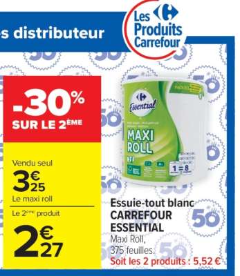 Essuie-tout blanc CARREFOUR ESSENTIAL