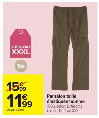 Pantalon taille élastiquée homme