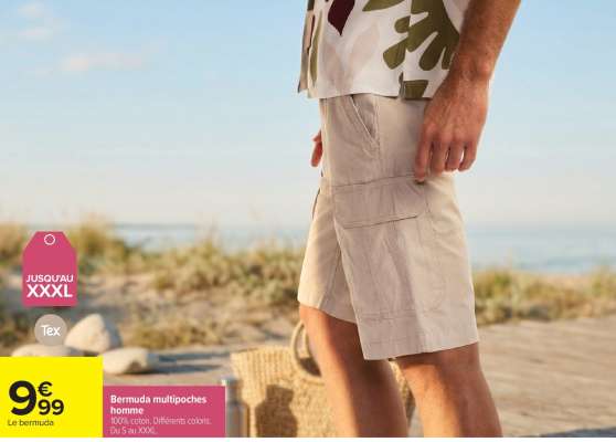 Bermuda multipoches homme