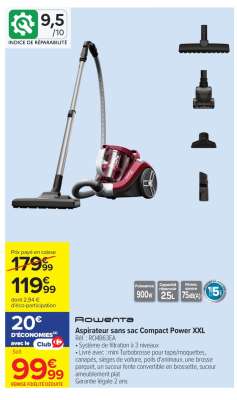 ROWENTA Aspirateur sans sac Compact Power XXL
