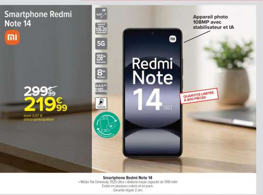 Smartphone redmi note 14