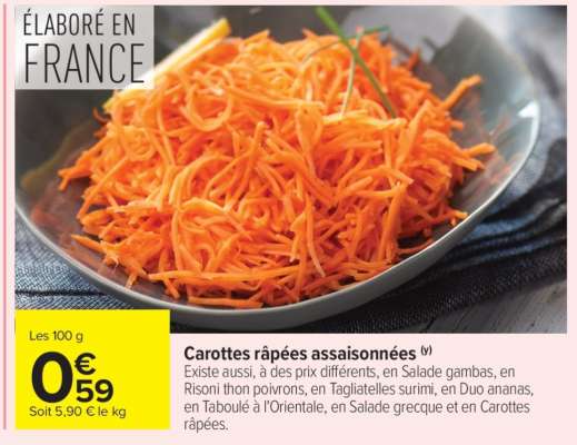 Carottes râpées assaisonnées