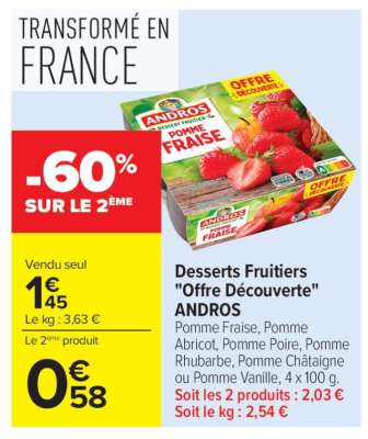 Desserts fruitiers "Offre Découverte" ANDROS
