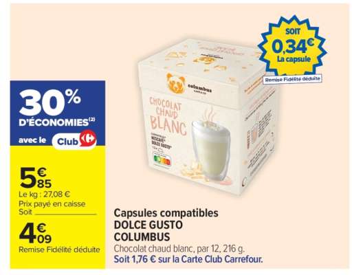 Capsules compatibles DOLCE GUSTO COLUMBUS