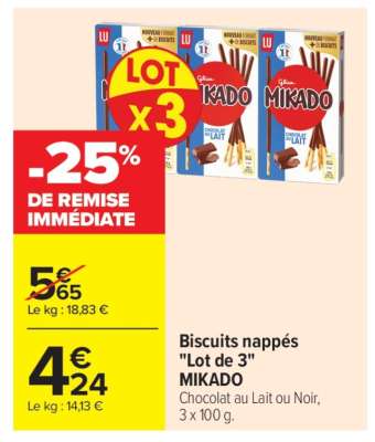 Biscuits nappés «Lot de 3» MIKADO