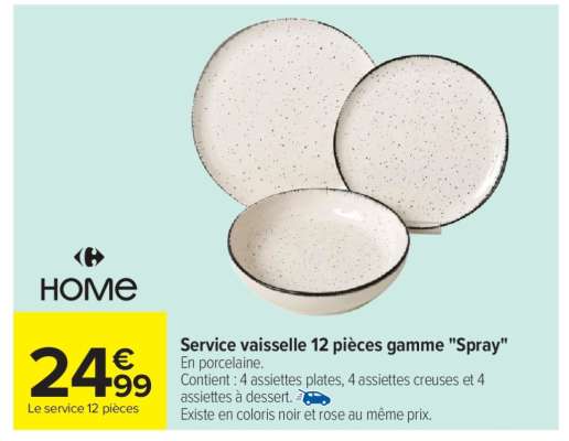 Service vaisselle 12 pièces gamme "Spray"