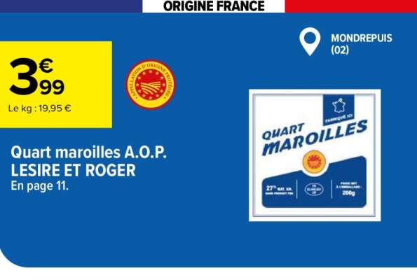 Quart maroilles A.O.P. LESIRE ET ROGER