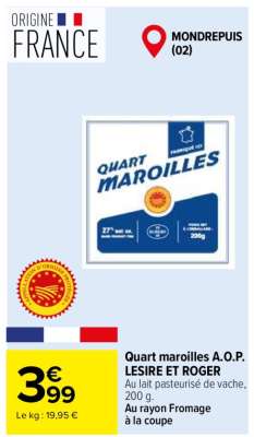 Quart maroilles A.O.P. LESIRE ET ROGER