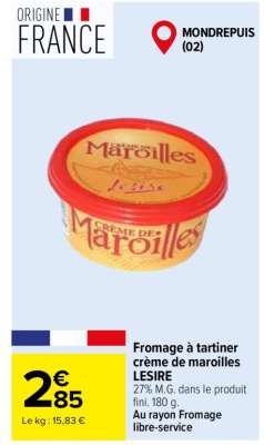 Fromage à tartiner crème de Maroilles LESIRE