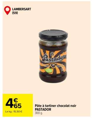 PÂTE À TARTINER CHOCOLAT NOIR PASTADOR