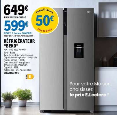 RÉFRIGÉRATEUR “BEKO”