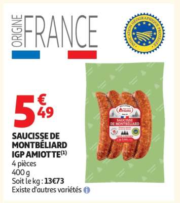 Saucisse De Montbeliard Igp Amiotte