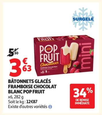 BÂTONNETS GLACÉS FRAMBOISE CHOCOLAT BLANC POP FRUIT