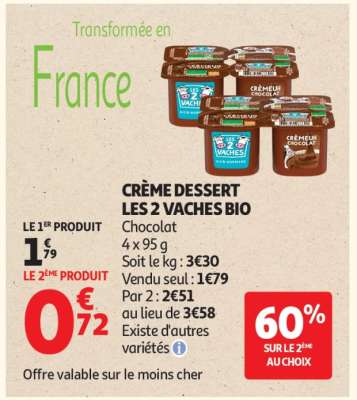 CRÈME DESSERT LES 2 VACHES BIO