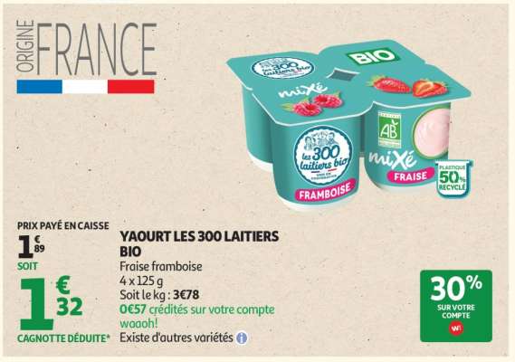 YAOURT LES 300 LAITIERS BIO